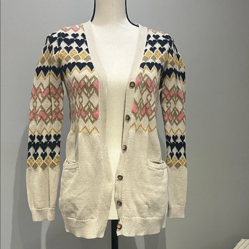 Anthropologie Yellow and Cream Striped Cardigan - Picture 1 of 5